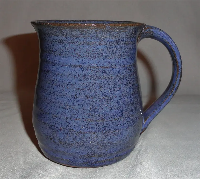 Artisan Glazed Coffee Cup/Mug ~ Blue Speckle ~ Signed Groundhog ~ Folk Art Pottery