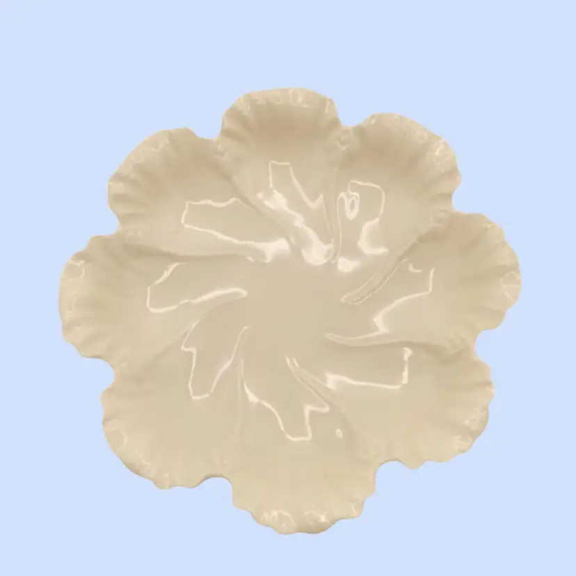 #604- Vintage Oyster Plate Lenox Ivory Fine Bone China Scalloped Edge  Serving Dish