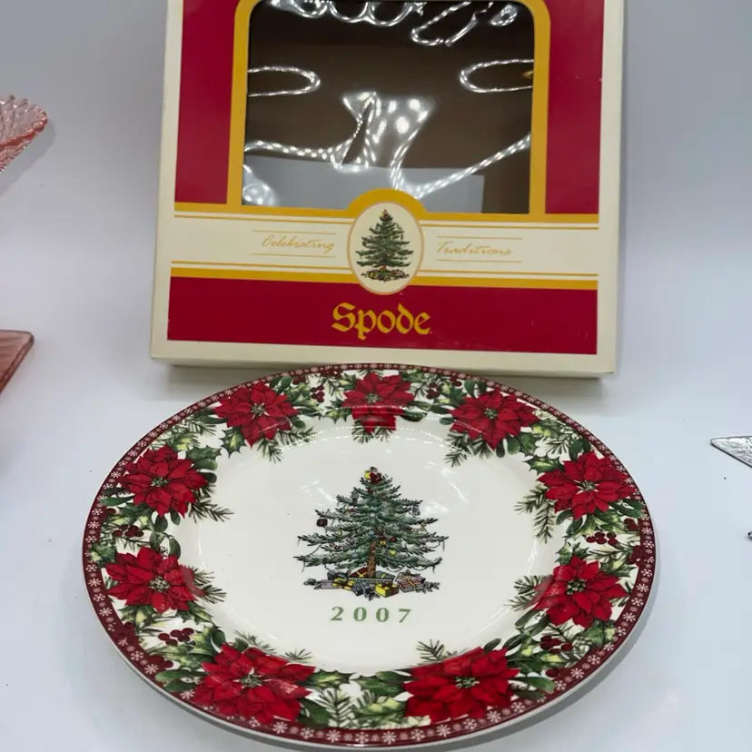Spode 2007 Annual Holiday Plate With Poinsettias 7 1/2 Inches With Box