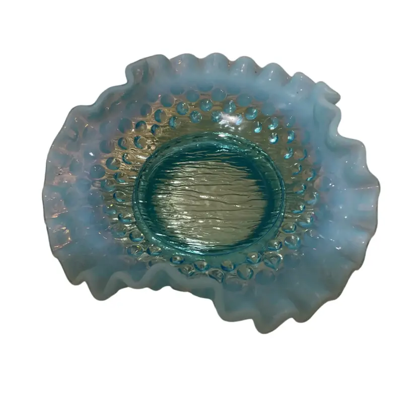 🎉Fenton Blue Opalescent Hobnail Pattern Dish