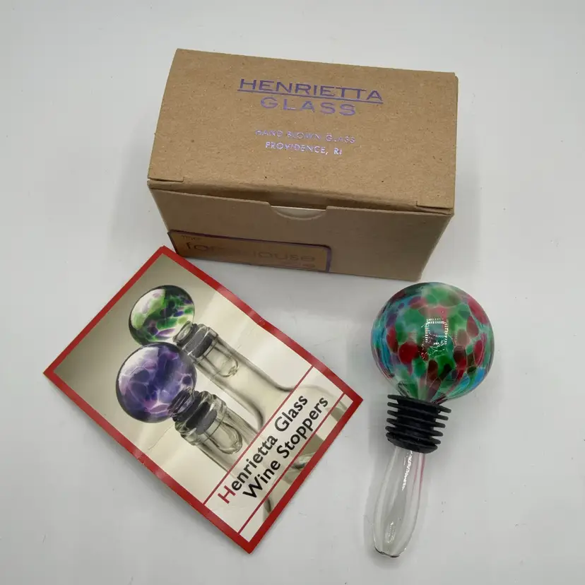 Henrietta Hand Blown Glass Providence RI Wine Stopper NIB