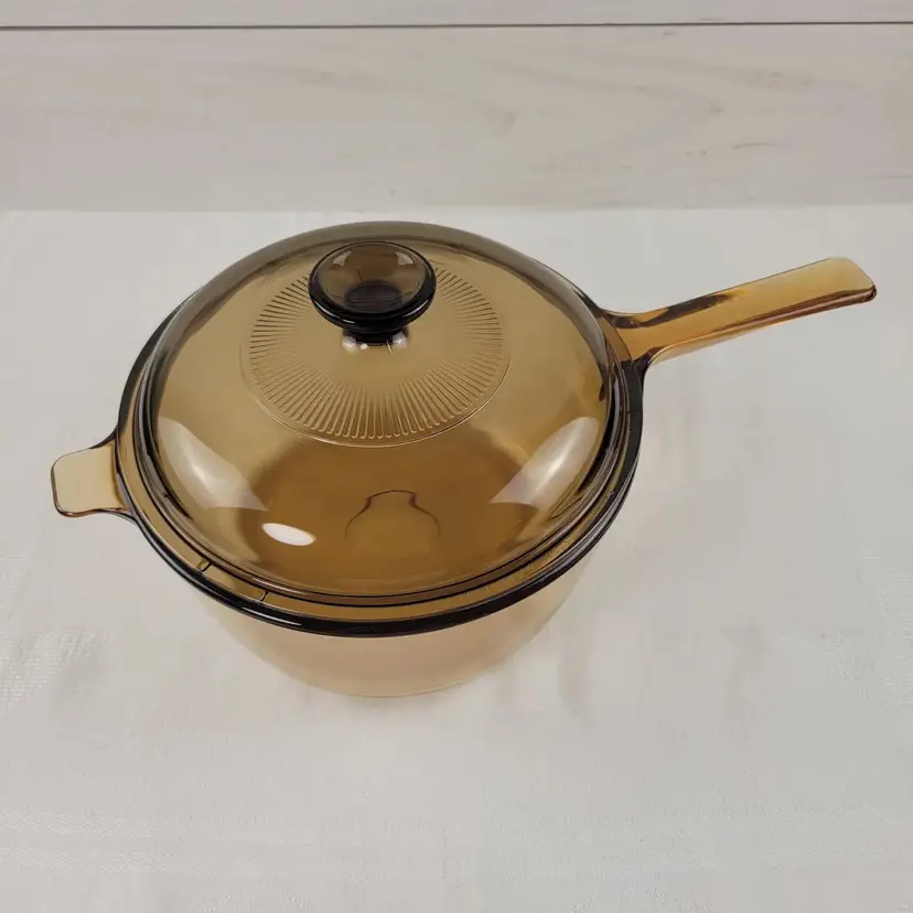 Vintage Visions 2.5L Amber Saucepan with Pyrex V-2.5-C Lid, Corning Vision Cookware