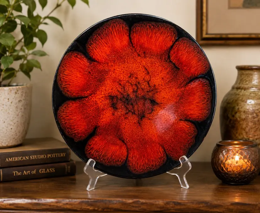 Vintage 11” Studio Art Crystalline Glaze Pottery Charger