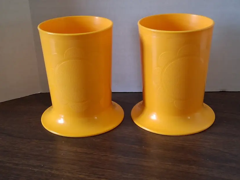 Vintage 70's Yellow Tupperware Tumblers ~ Set of 2