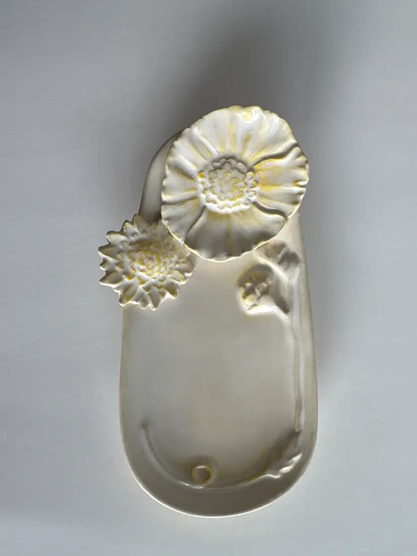 Anthropologie Yellow Floral Ceramic Trinket Dish