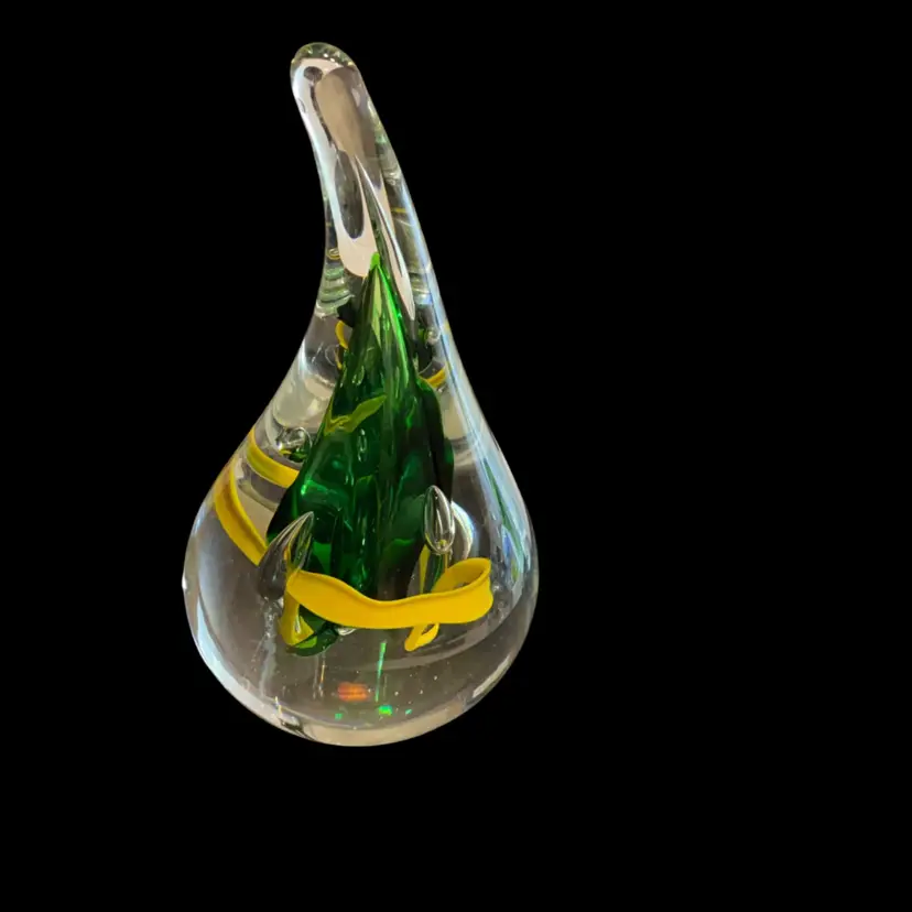 Adam Jablonski Handblown Art Glass Teardrop Paperweight Poland