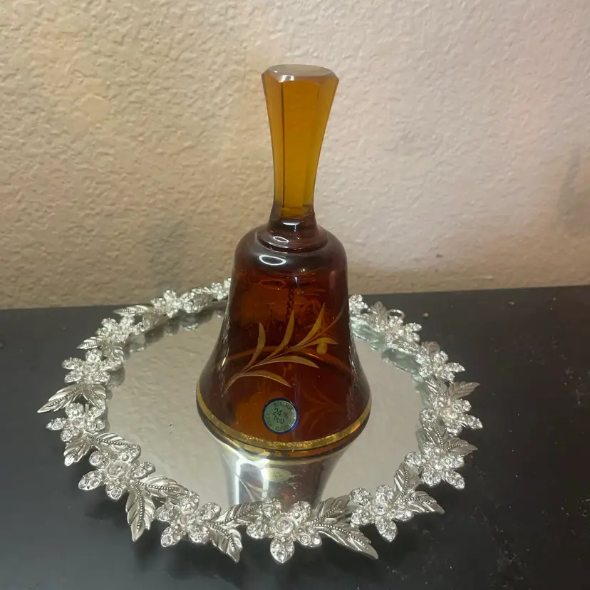Gorgeous Bohemian Czech Republic 5” Amber Glass Bell