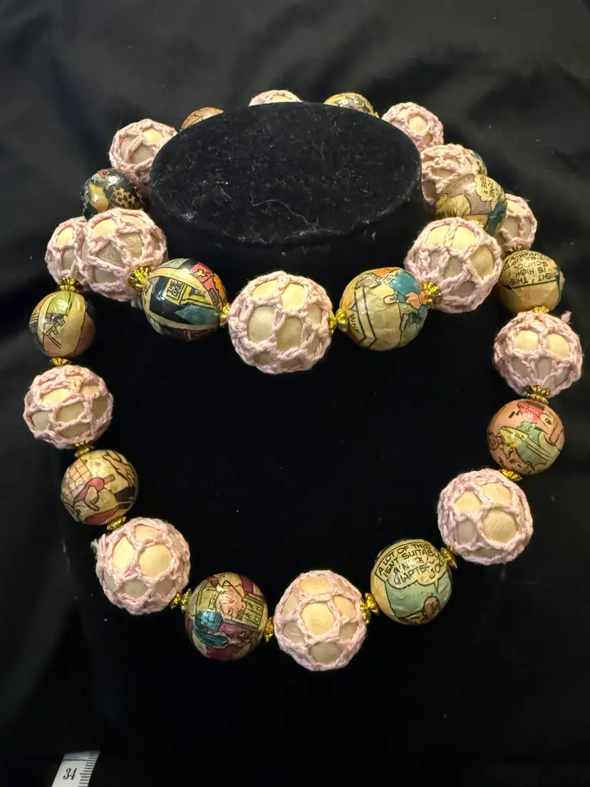 Vintage comic book art deco Bead Necklace