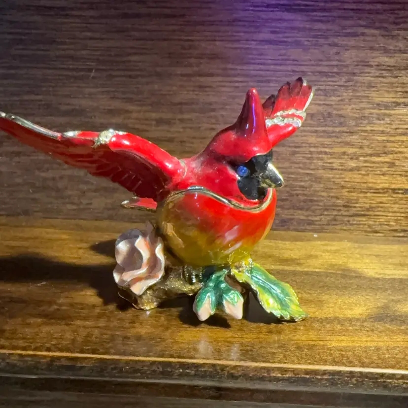 312. Enamel Cardinal Trinket Box