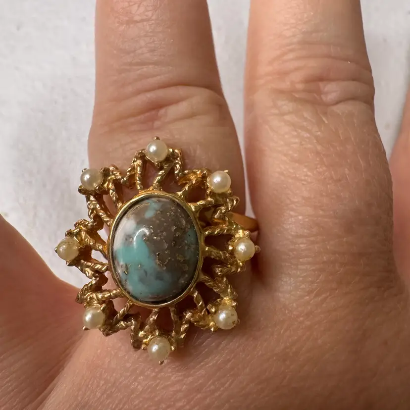 Vintage 1972 Sara Coventry Azure Skies Ring Size 9 Adjustable BIN BASH SALE