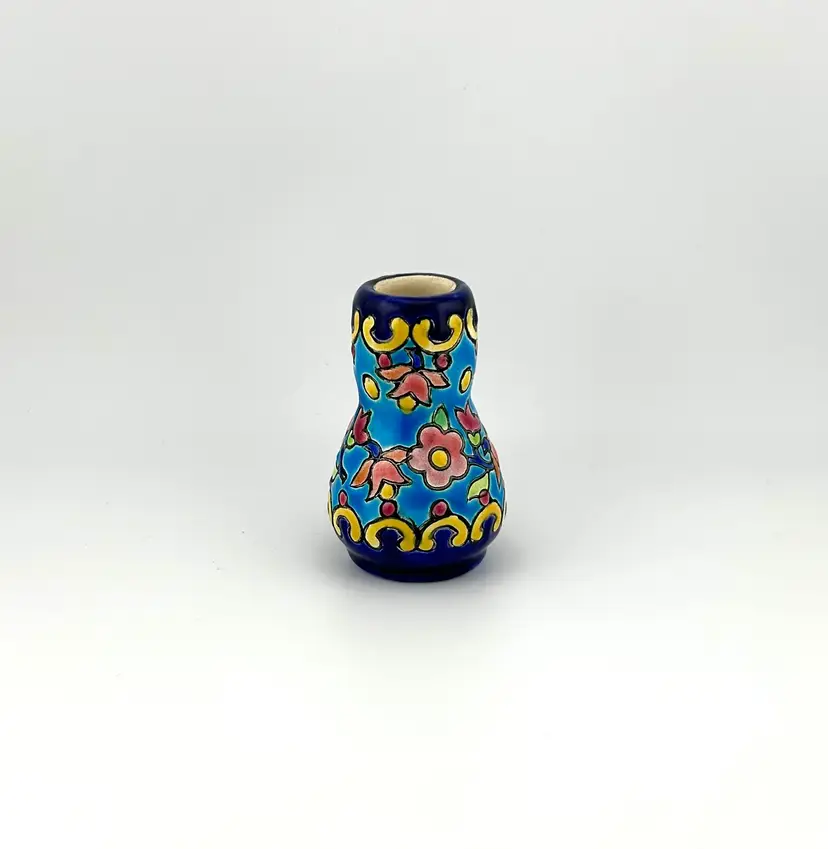 Vintage Émaux de Longwy French Enamel Vase 1.75”x 2.75”