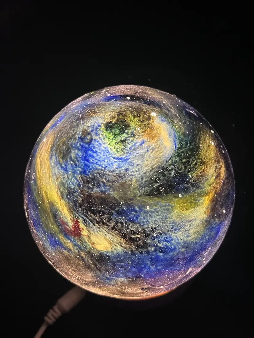 Large Studio Art Glass Galaxy Nebula Sphere Paperweight 5” UV Reactive 2lb 12oz