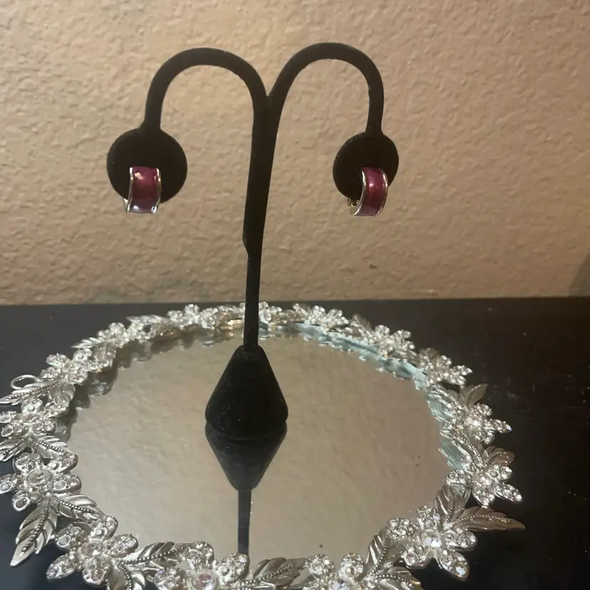 Napier Purple Enamel Mini Hoops Clip-On Earrings