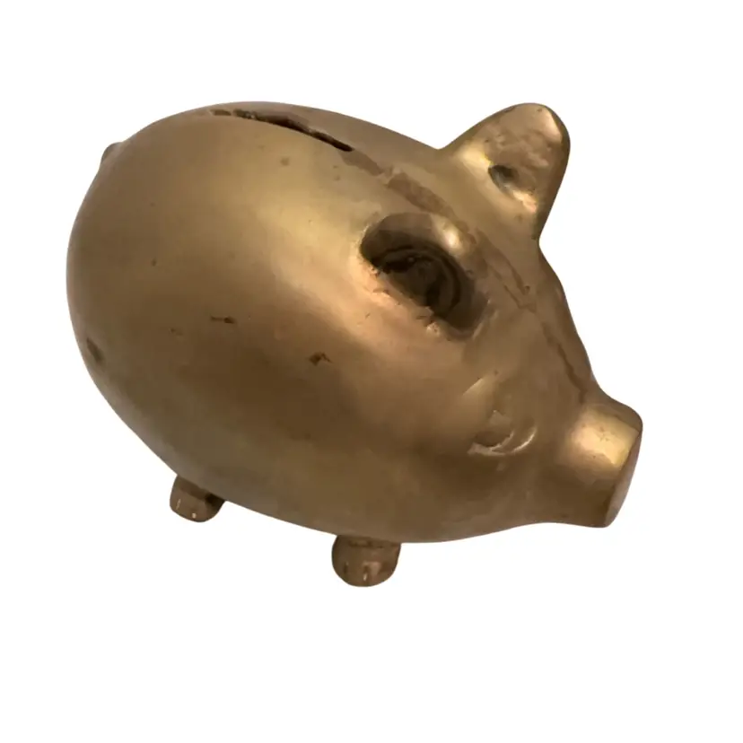 Vintage Brass Piggy Bank 5.25”