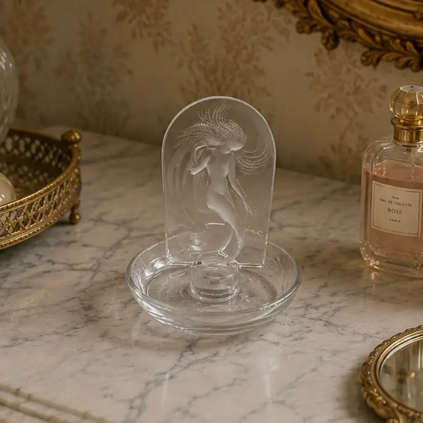 Lalique France Crystal Naiade Ring Tray 3.5”