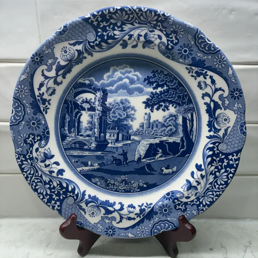 Vintage 1990 Spode Blue Italian Dinner Plate 10.5" Made in England MINT