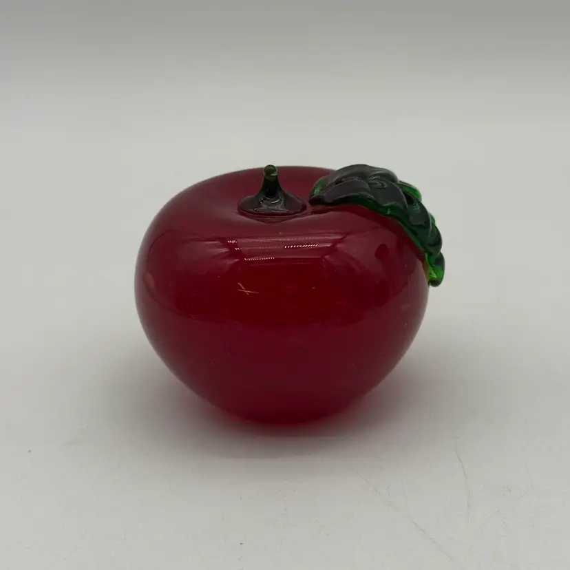 Vintage Art Glass Red Apple Paperweight