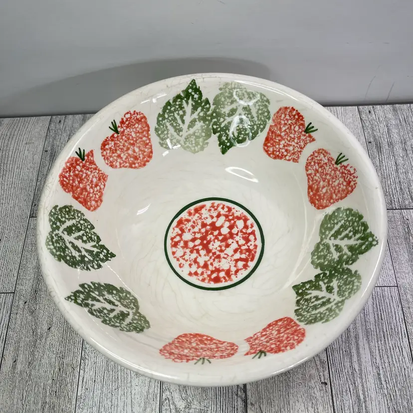 Vintage Italian Ceramic Serving Dish With Strawberry Pattern