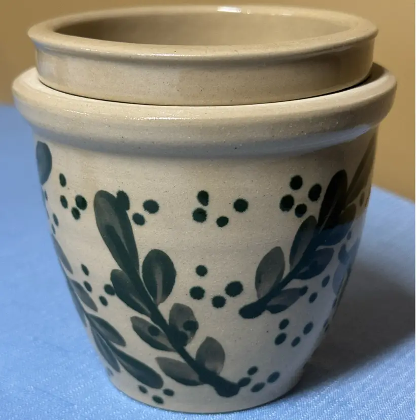 Beaumont Brothers Pottery BBP “Green Leaves” Salt Glaze Stoneware Dip Chiller