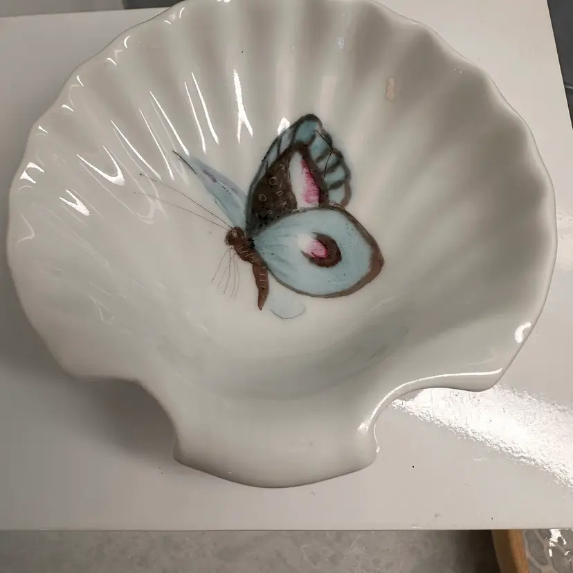 #01 French Limoges Butterfly Shell Trinket Dish