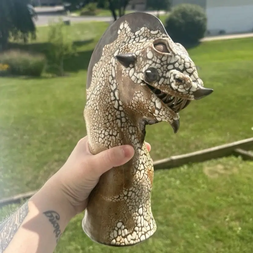 Handmade Pottery Dragon/Serpent Sculpture Signed Brad Hagmayer