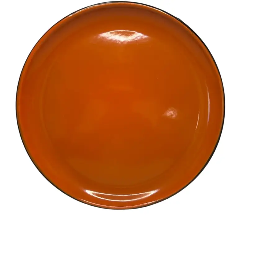 Orange Enamel Ware Plate 8 1/2” Diameter