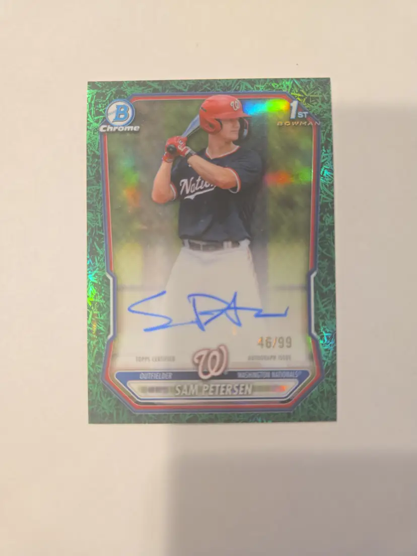 Sam Petersen 1st Bowman Chrome Green Grass Auto /99