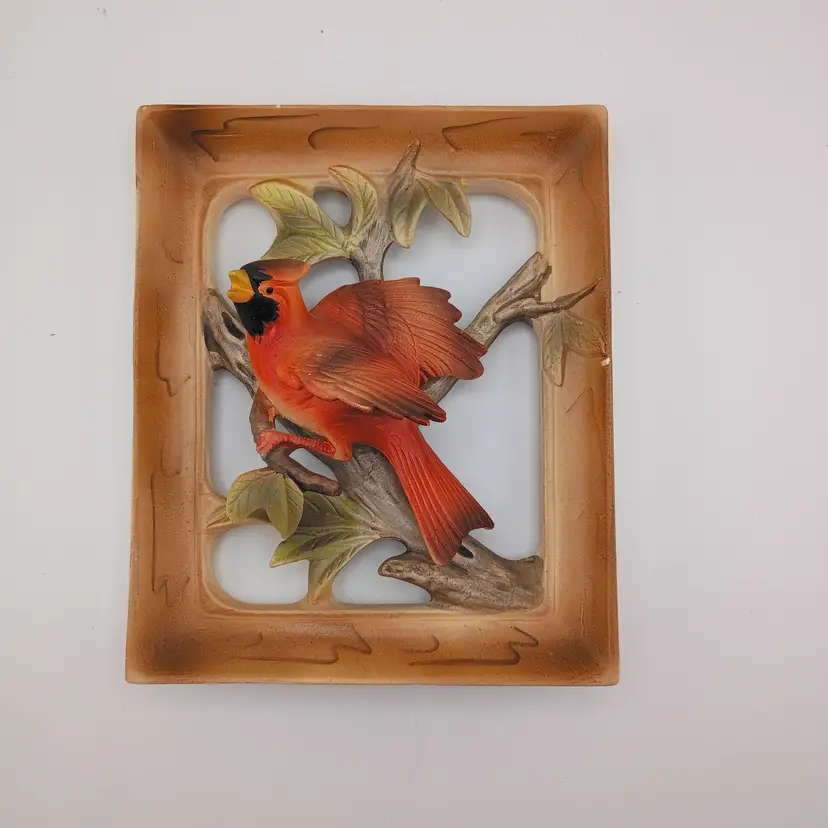 Chalkware cardinal wall hanging