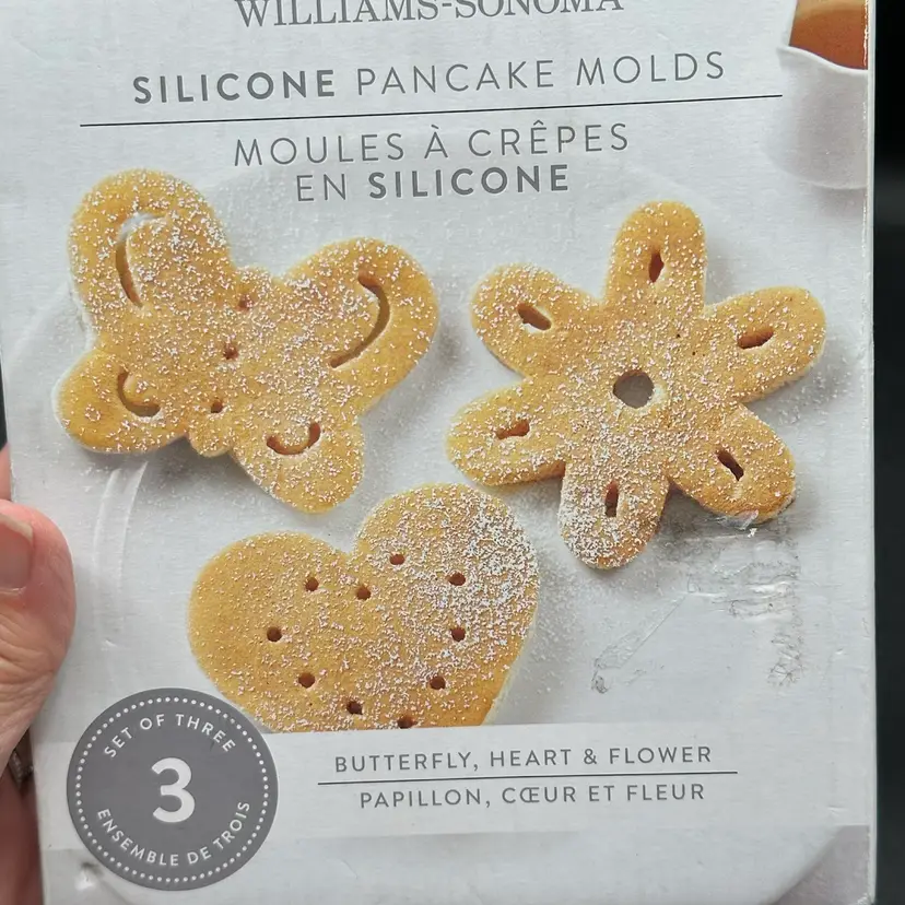 Williams Sonoma Silicone Red Pancake Molds - Butterfly, Heart, Flower