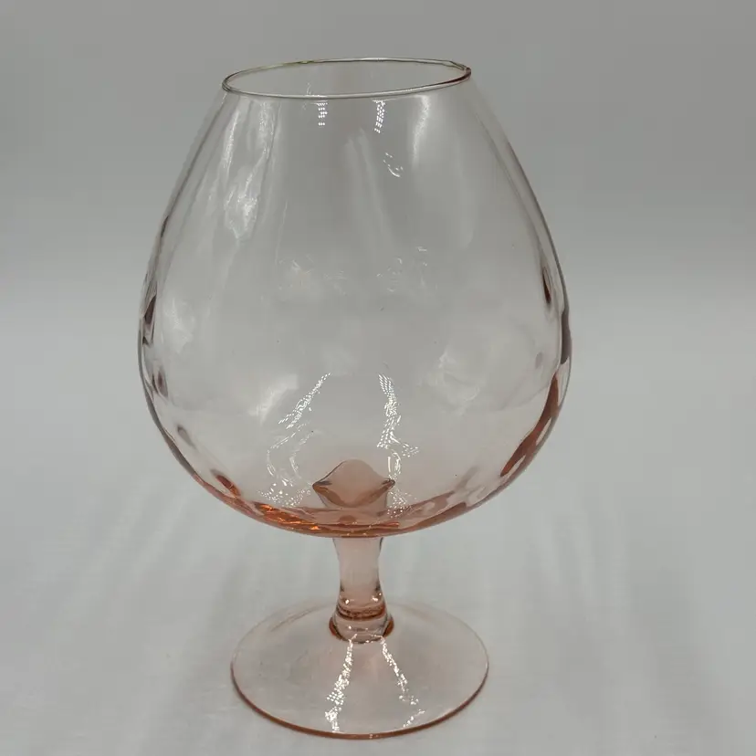 Empoli Italy Pink Balloon Snifter MCM Vintage Diamond Optic Glass Vase Compote