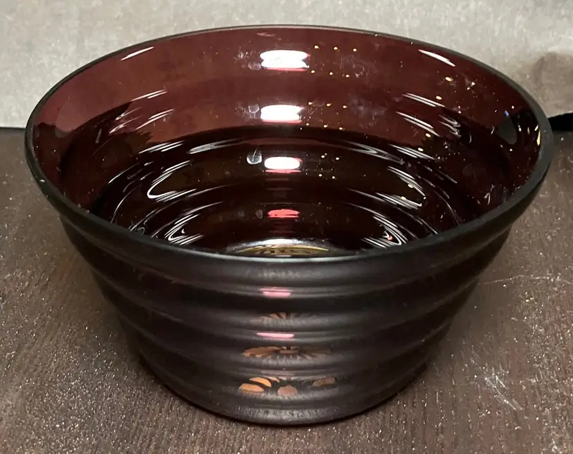 VTG Glass amethyst purple tiered step bowl pyramid