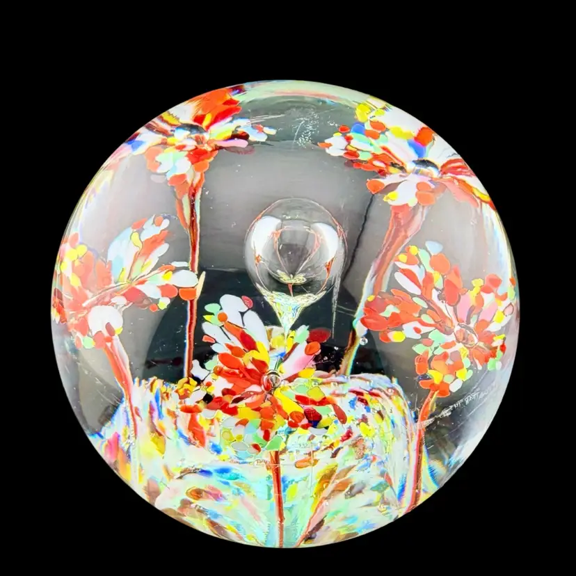 Vintage Ice Pick Flower Paperweight 3” x 3”