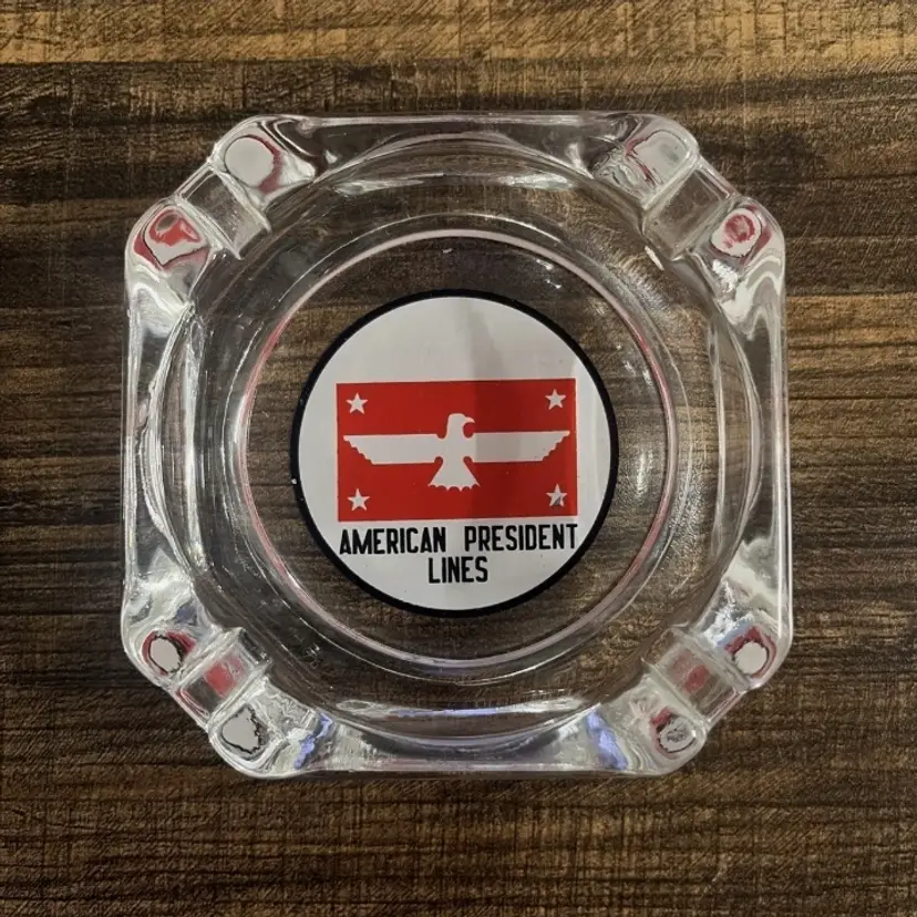 Vintage 1960s American President Lines APL Glass Ashtray Cruise Ship Maritime