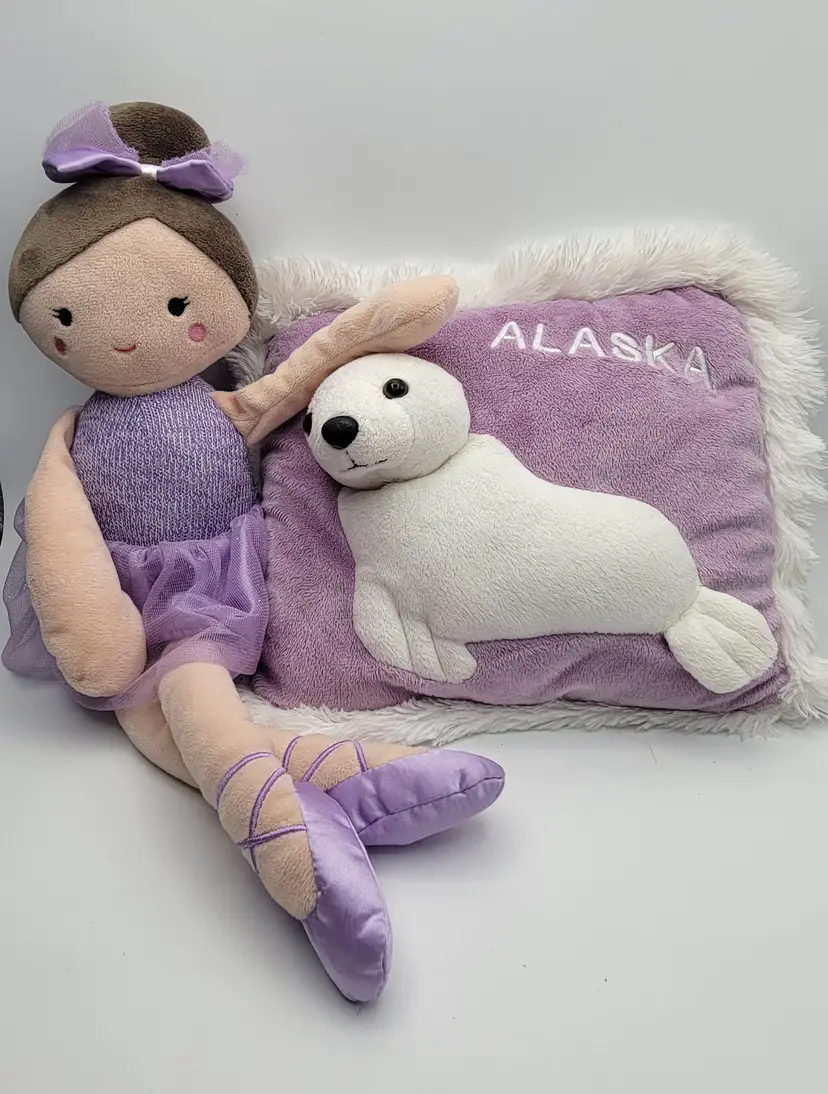 Alaska 3-D White Seal Purple Throw Pillow and Walgreens Ballerina