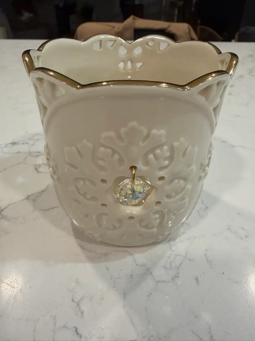 🪺Lenox Snowflake Candle Holder With Crystals