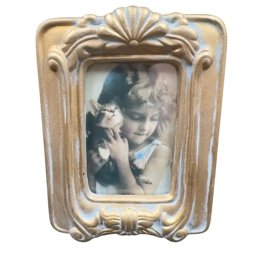 Art Deco, Small Picture Frame Gold In Tone Very Adorable