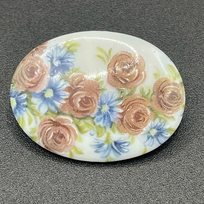 Vintage, Hand Painted, Porcelain Brooch