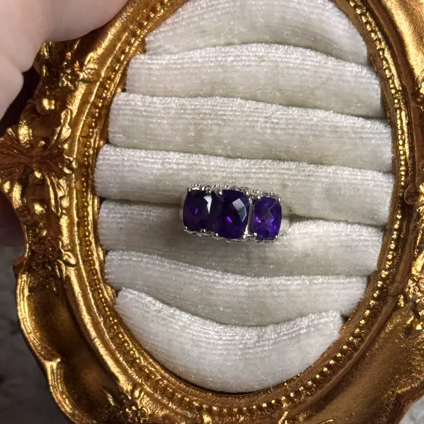 Sterling Faceted Amethyst Ring Size 6