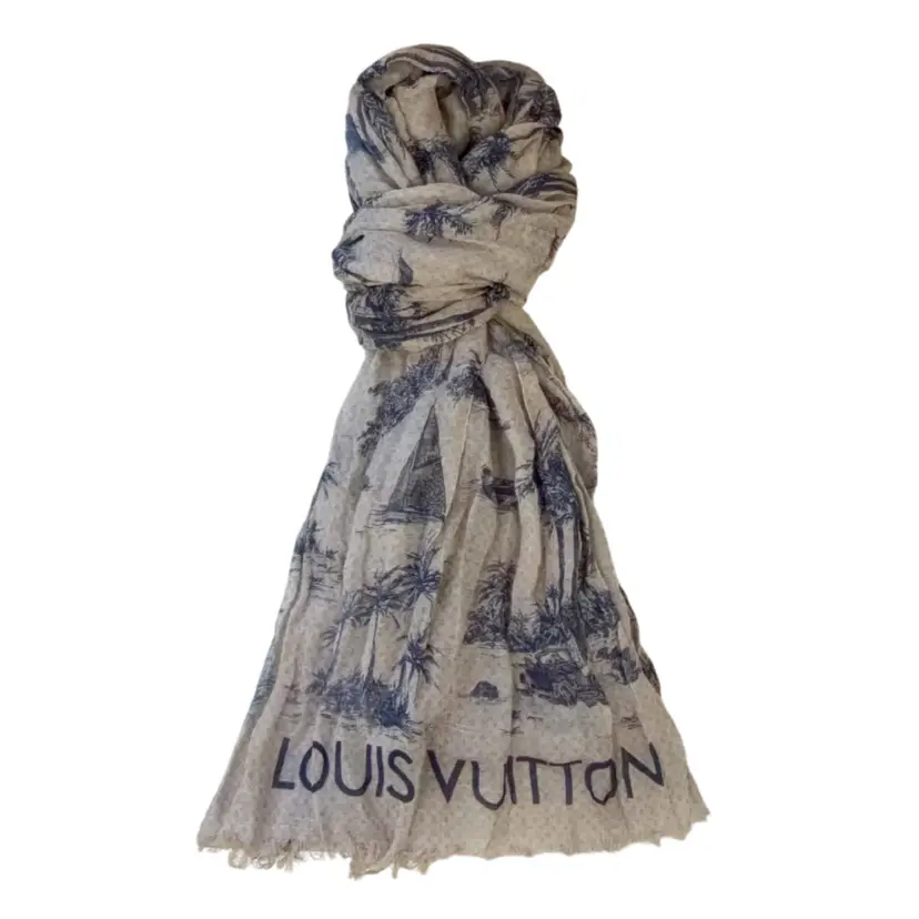 Louis Vuitton Blue & Grey 50% Cotton/50% Linen  Toile De Louis Pareo Scarf