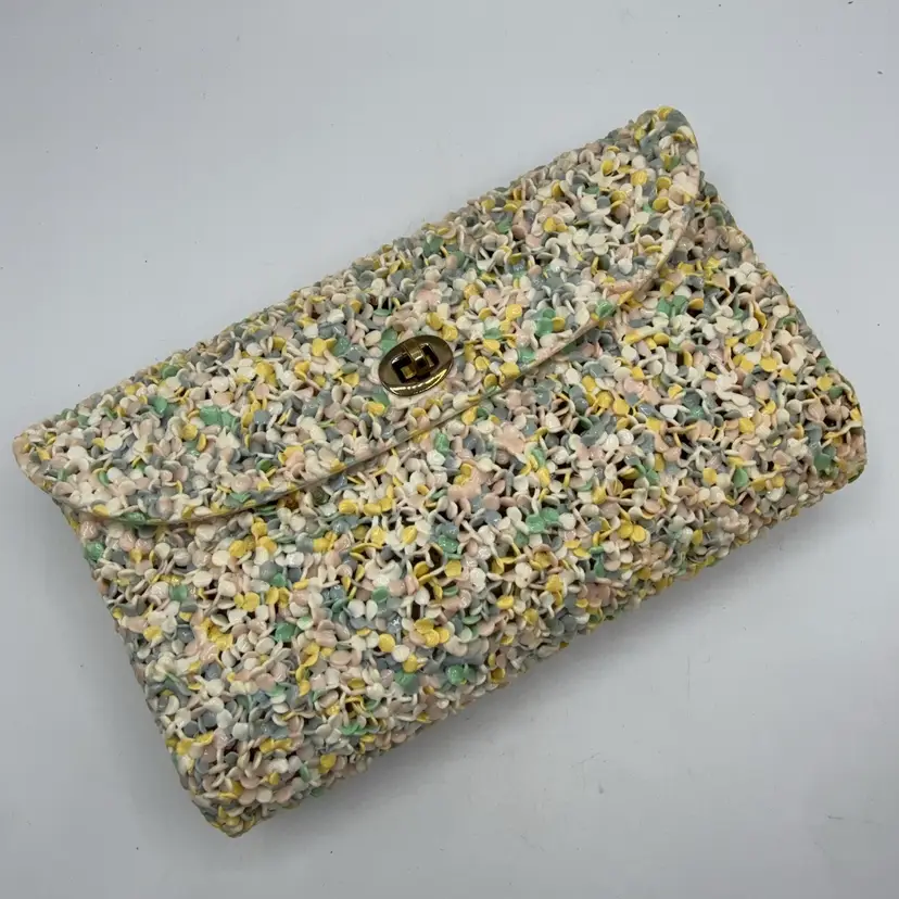 Melted Plastic Popcorn Kitschy MCM Clutch Bag AS IS