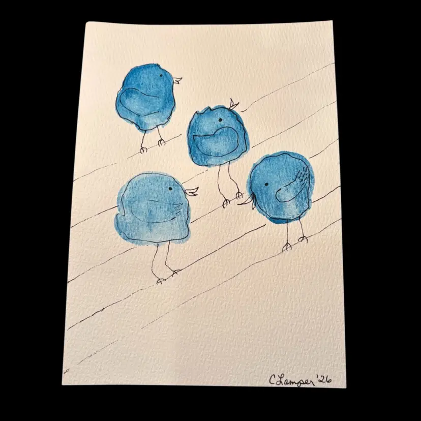 Blobby Birds - An Original Watercolor By Me