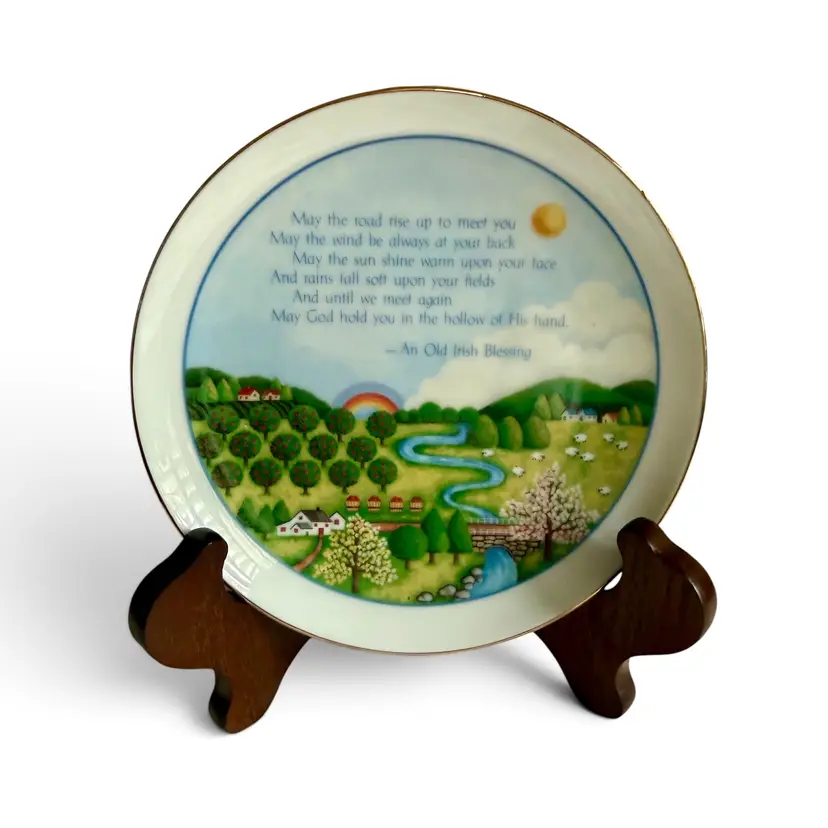 Vintage 1984 American Greetings Porcelain Decor Plate "An Old Irish Blessing"