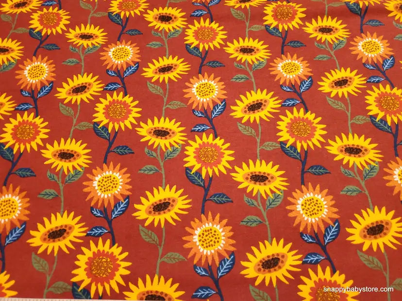 Funky Fall Sunflowers Flannel Fabric Remnant - 100% Cotton - Choose Size - Soft Craft & Quilting Fabric