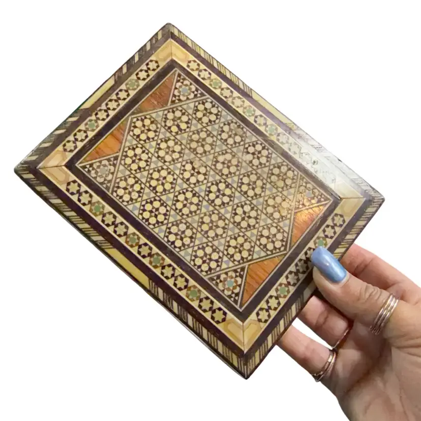 Amazing Inlay Wooden Box Vtg