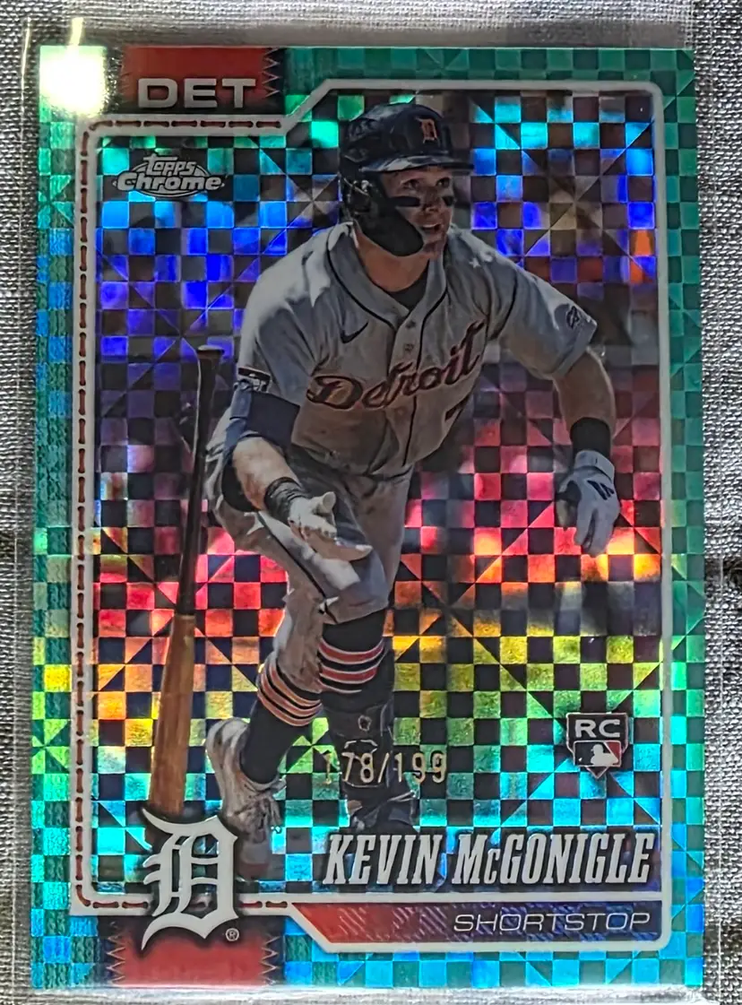 Kevin McGonigle 2026 Topps Chrome RC Aqua /199 X-Fractor Parallel #16 Detroit Tigers
