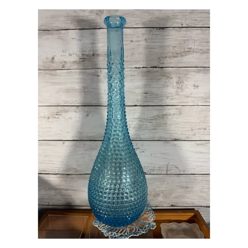 Vintage Blue Diamond Pattern Genie Bottle Without Stopper
