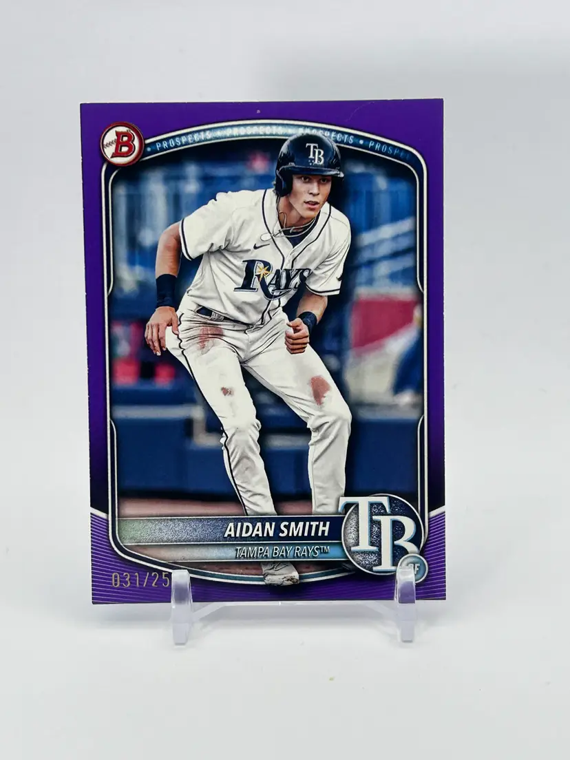 Aidan Smith - 2025 Bowman Paper Purple Border /250 - New York Mets #14 prospect (TBR uniform)