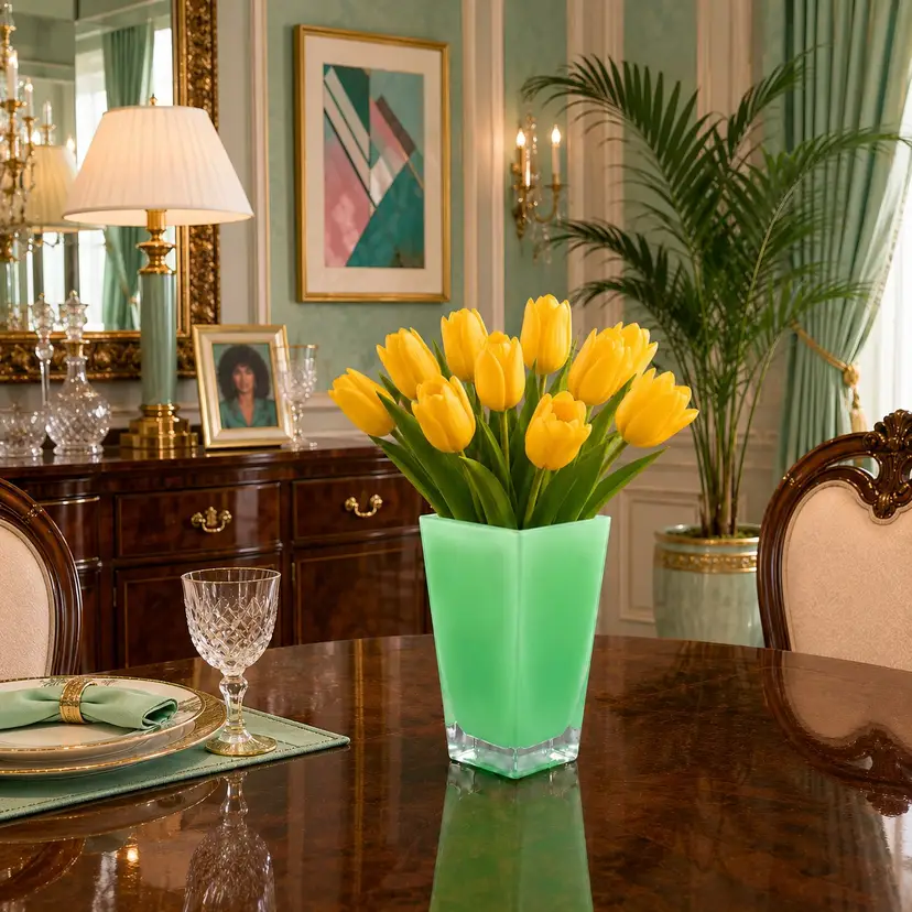 Vintage Green Glass Vase with Maker's Mark