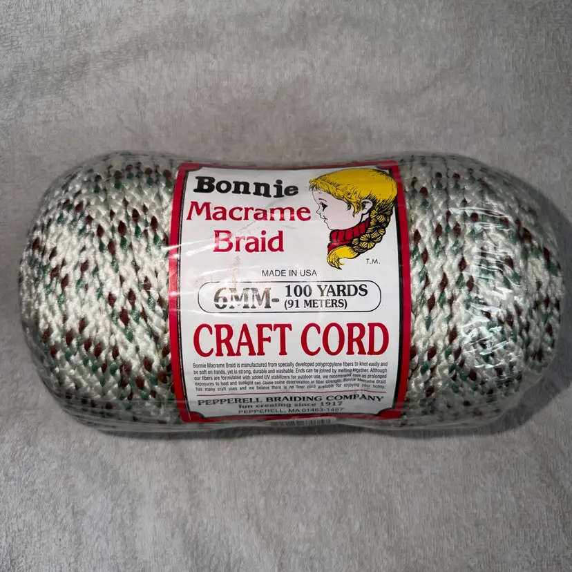 NOS Vintage Bonnie Macrame Braid Craft Cord 6MM 100Yds Southwest Sage