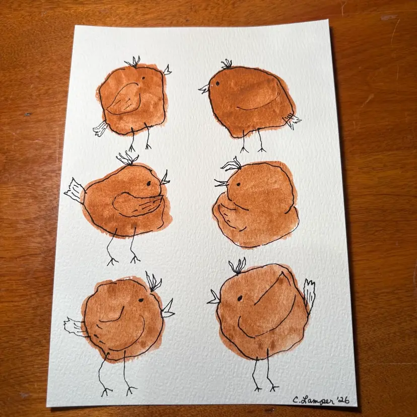 Blobby Birds - An Original Watercolor By Me